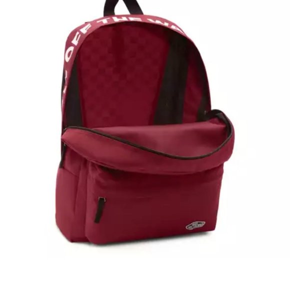 🎒SCHOOL SALE🎒Vans Backpack Sport Realm Checker Burgundy Canvas VN0A49ZJZBS - Picture 3 of 7